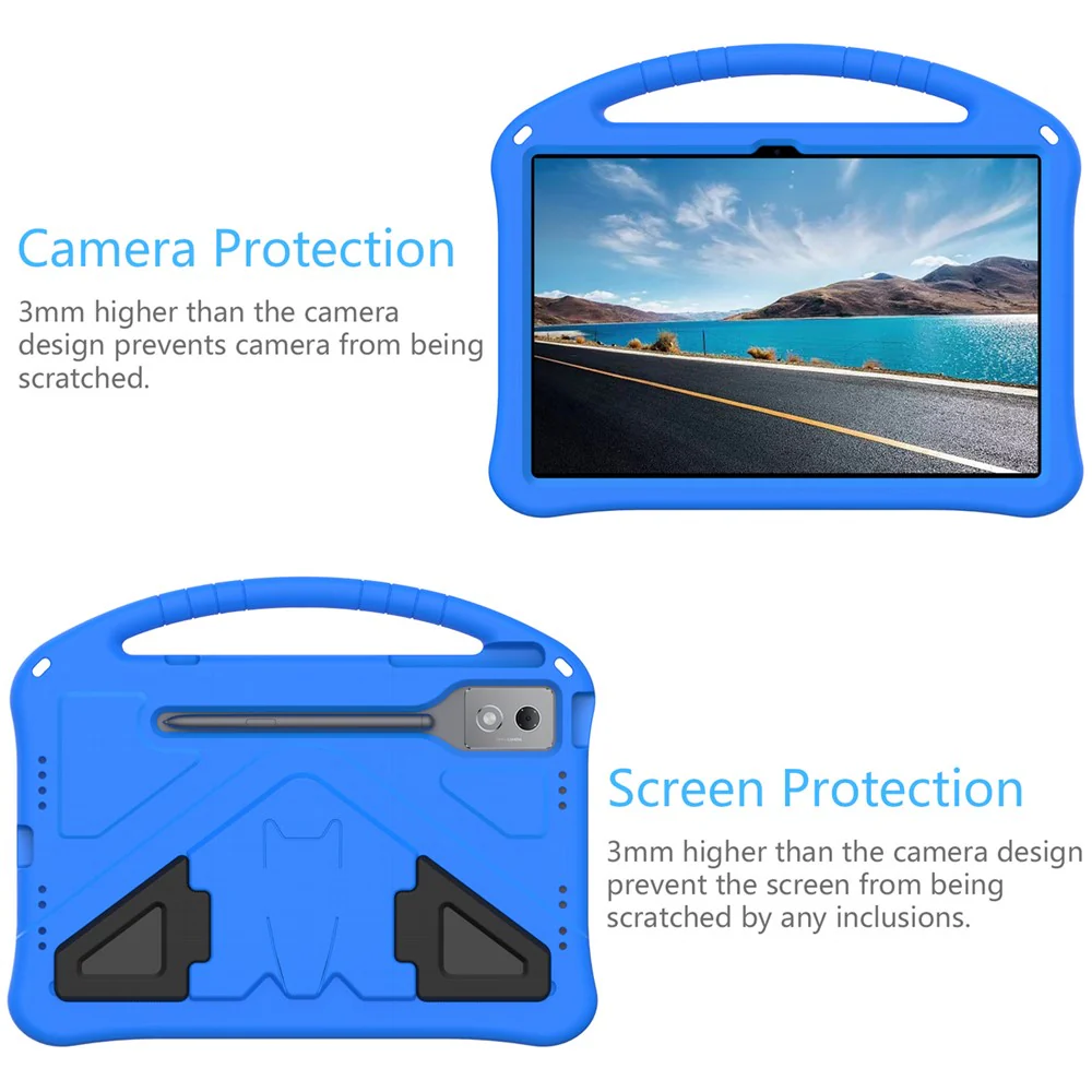 For Lenovo Idea Tab Pro (TB-373FU) Case EVA Tablet Cover with Handle Kickstand Children Friendly - Blue - Image 3