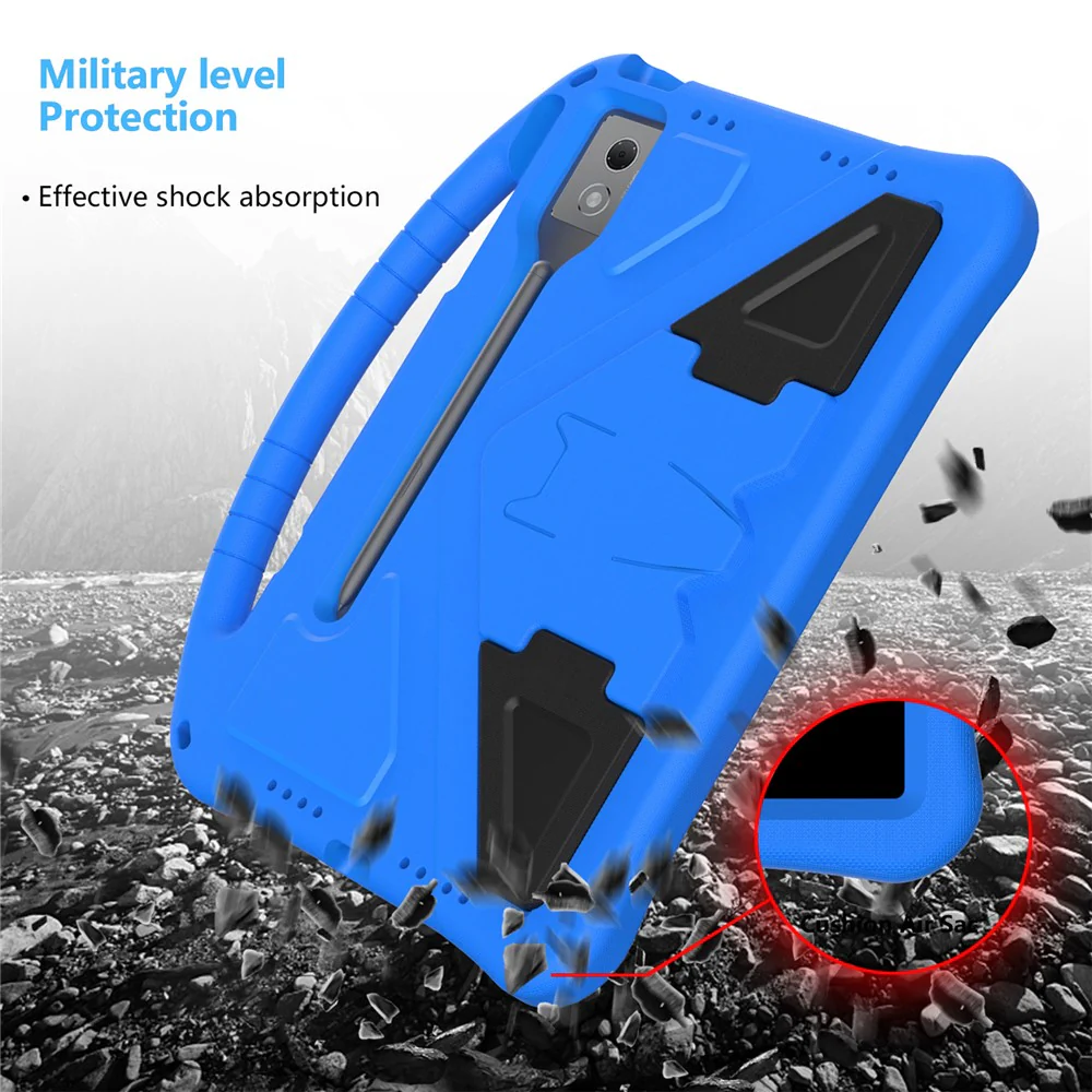 For Lenovo Idea Tab Pro (TB-373FU) Case EVA Tablet Cover with Handle Kickstand Children Friendly - Blue - Image 4