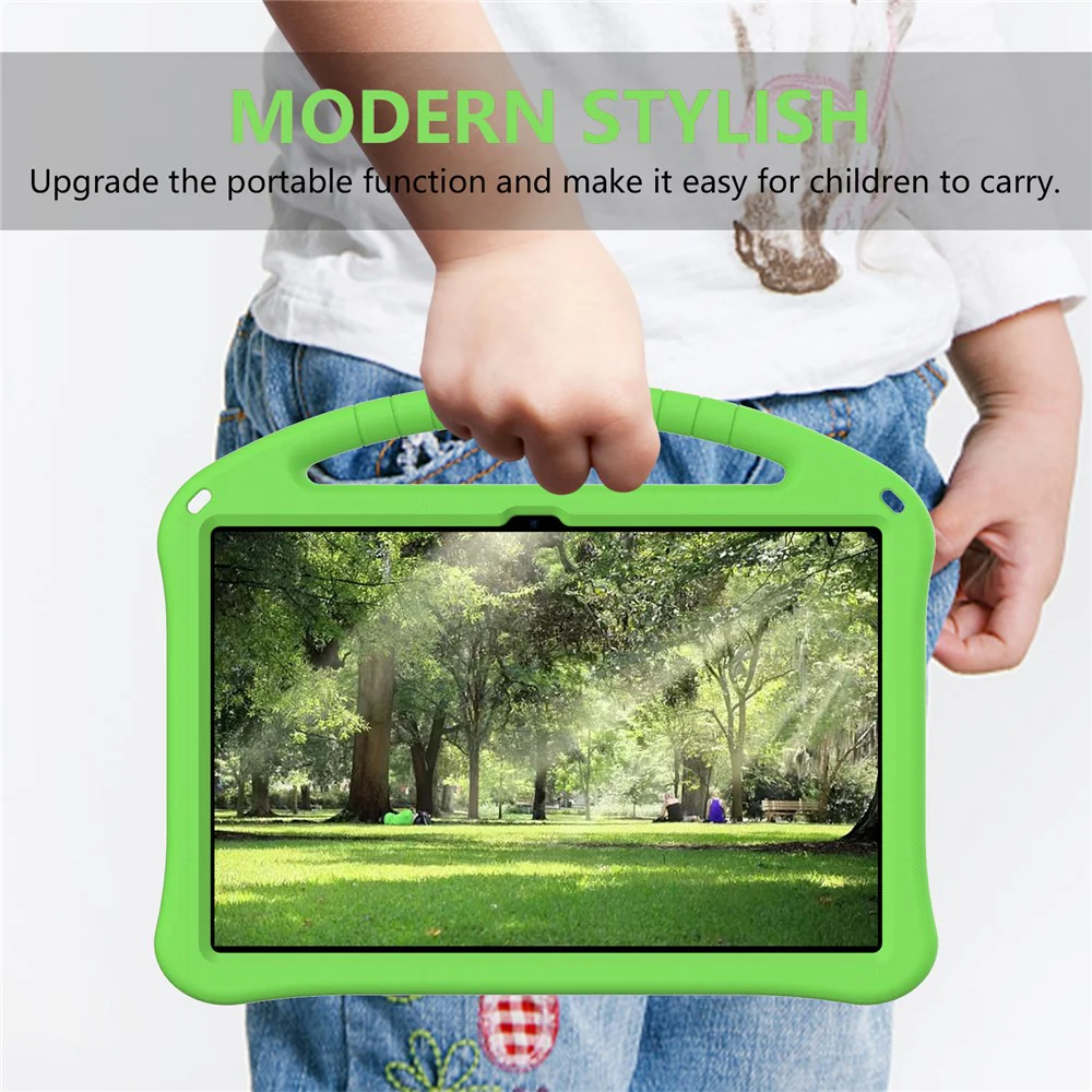 For Lenovo Idea Tab Pro (TB-373FU) Case EVA Tablet Cover with Handle Kickstand Children Friendly - Green - Image 5