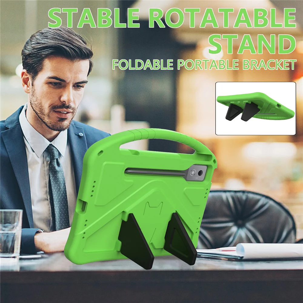 For Lenovo Idea Tab Pro (TB-373FU) Case EVA Tablet Cover with Handle Kickstand Children Friendly - Green - Image 6
