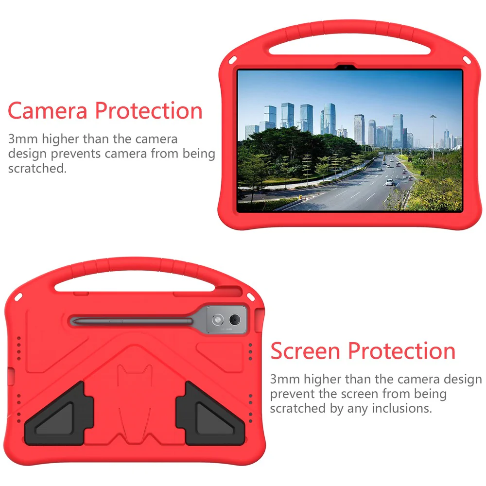 For Lenovo Idea Tab Pro (TB-373FU) Case EVA Tablet Cover with Handle Kickstand Children Friendly - Red - Image 3