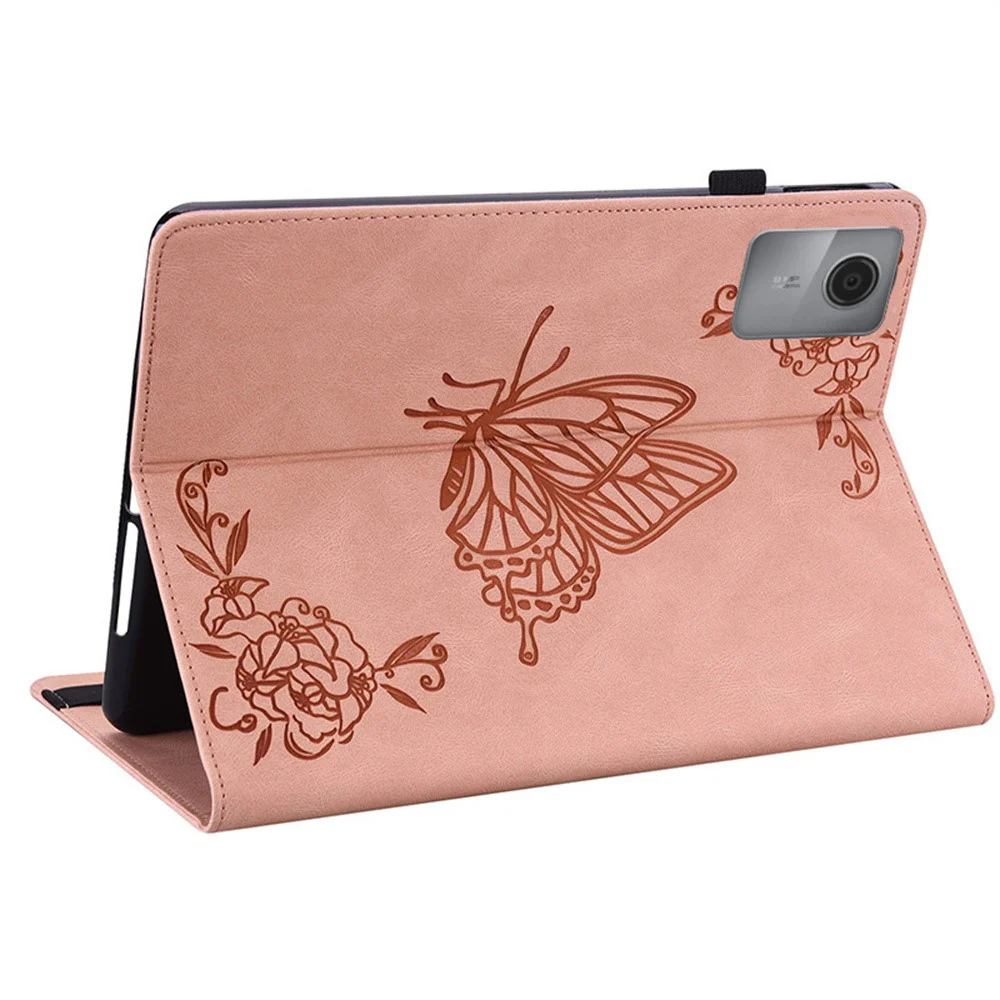 For Lenovo Idea Tab (TB336ZU / TB336FU) / Xiaoxin Pad 11 2025 Case Butterfly Flower Imprint PU Leather Tablet Cover with Card Slots - Pink - Image 3