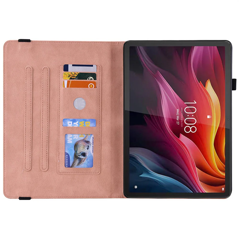 For Lenovo Idea Tab (TB336ZU / TB336FU) / Xiaoxin Pad 11 2025 Case Butterfly Flower Imprint PU Leather Tablet Cover with Card Slots - Pink - Image 4