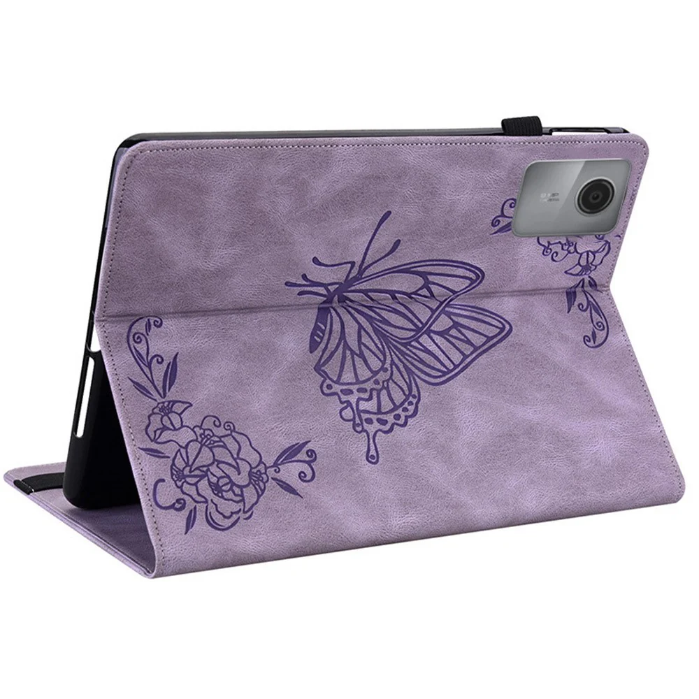 For Lenovo Idea Tab (TB336ZU / TB336FU) / Xiaoxin Pad 11 2025 Case Butterfly Flower Imprint PU Leather Tablet Cover with Card Slots - Purple - Image 3