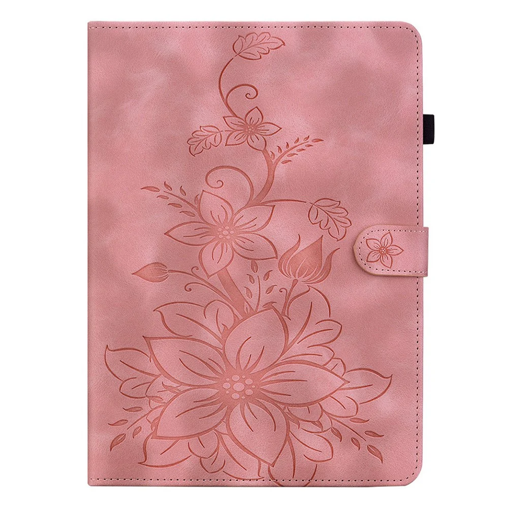 For Lenovo Idea Tab (TB336ZU  /  TB336FU)  /  Xiaoxin Pad 11 2025 Case Lily Flower Imprint Card Slots Leather Tablet Cover - Pink - Image 6