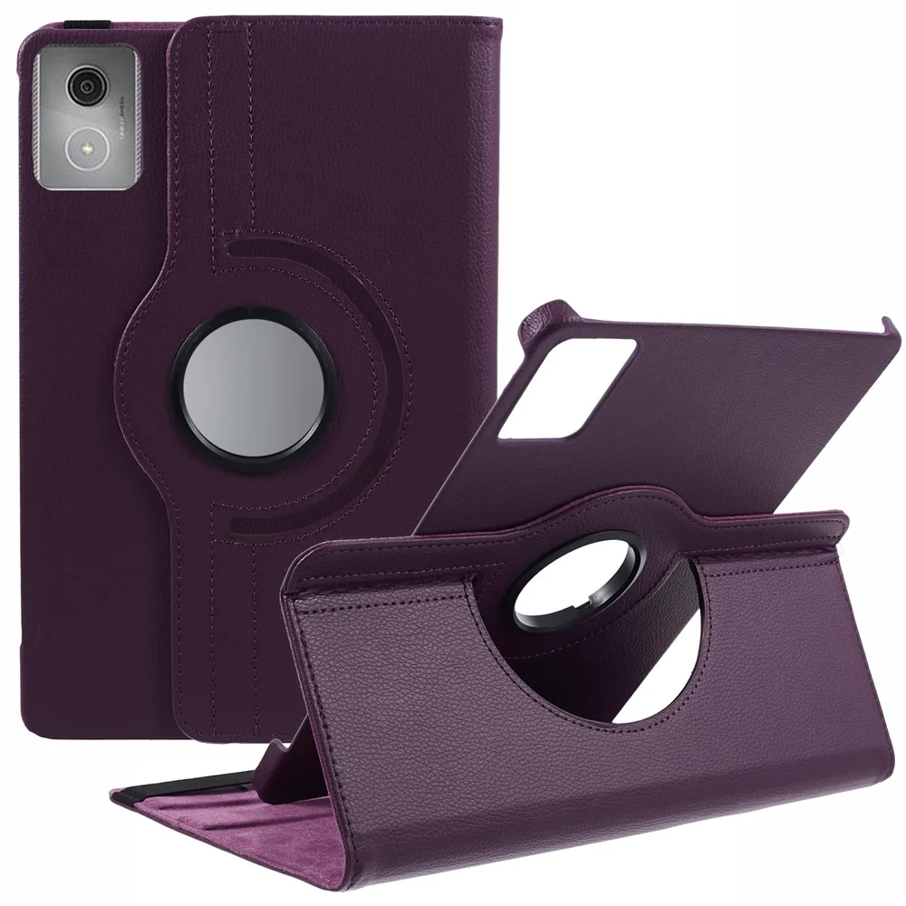 For Lenovo Idea Tab TB336ZU, TB336FU / Xiaoxin Pad 11 2025 Case Rotating Stand PU Leather + PC Tablet Cover with Elastic Band - Purple