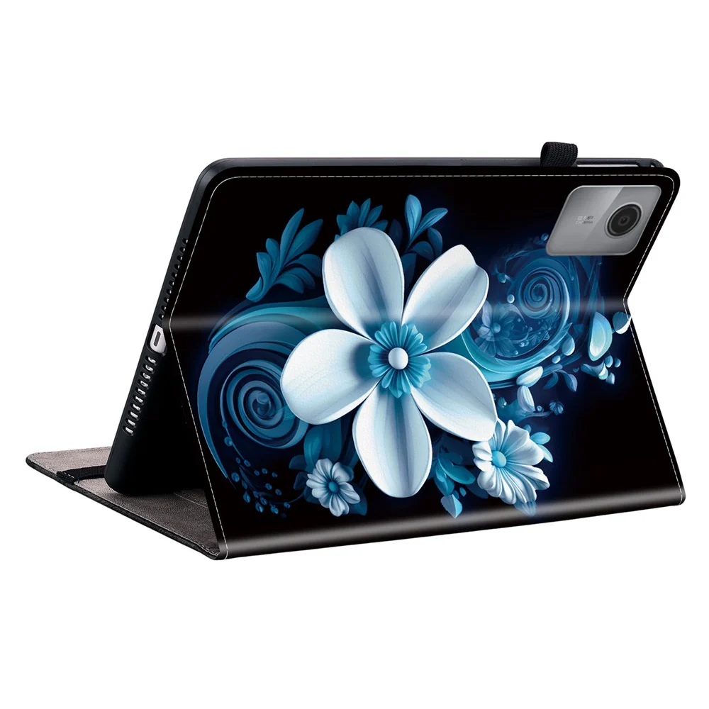 For Lenovo Idea Tab (TB336ZU / TB336FU) / Xiaoxin Pad 11 2025 Leather Case Pattern Printed Stand Tablet Cover with Card Slots - Black Orchid - Image 2