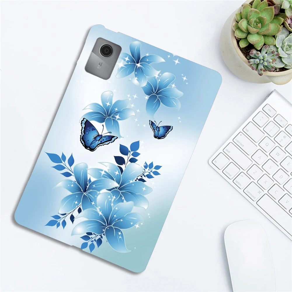 For Lenovo Idea Tab  /  Xiaoxin Pad 11 2025 Case Pattern Printing Slim Soft TPU Tablet Cover - Blue Butterfly - Image 4