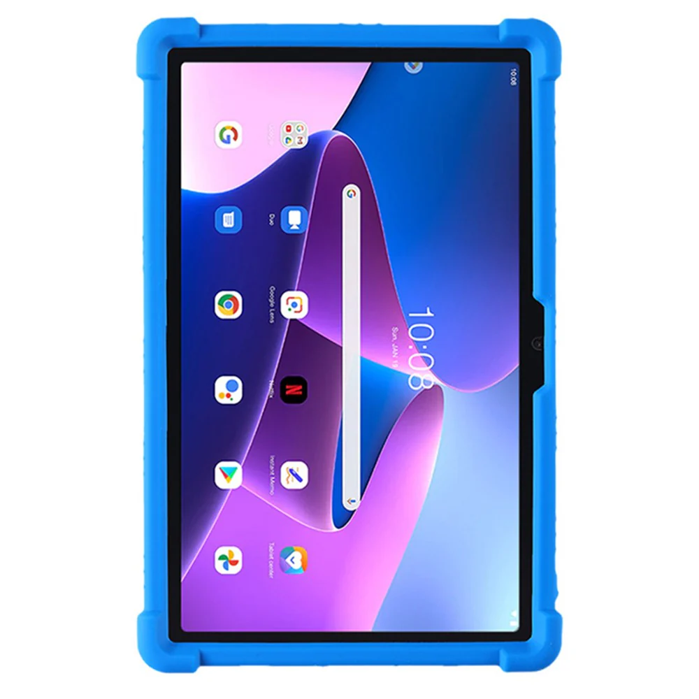 For Lenovo K10 Pro TB226XC / TB-223FC Anti-Slip Silicone Tablet Case Kickstand Shockproof Protective Cover - Dark Blue - Image 2