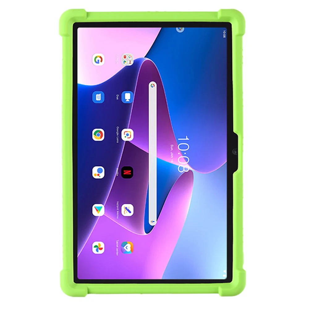 For Lenovo K10 Pro TB226XC / TB-223FC Anti-Slip Silicone Tablet Case Kickstand Shockproof Protective Cover - Green - Image 2