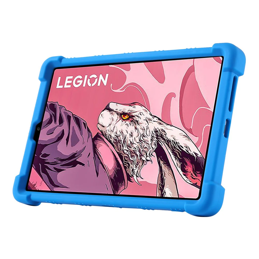 For Lenovo Legion Y700 (2023) Silicone Case Four Corners Protective Kickstand Cover - Rose - Image 4