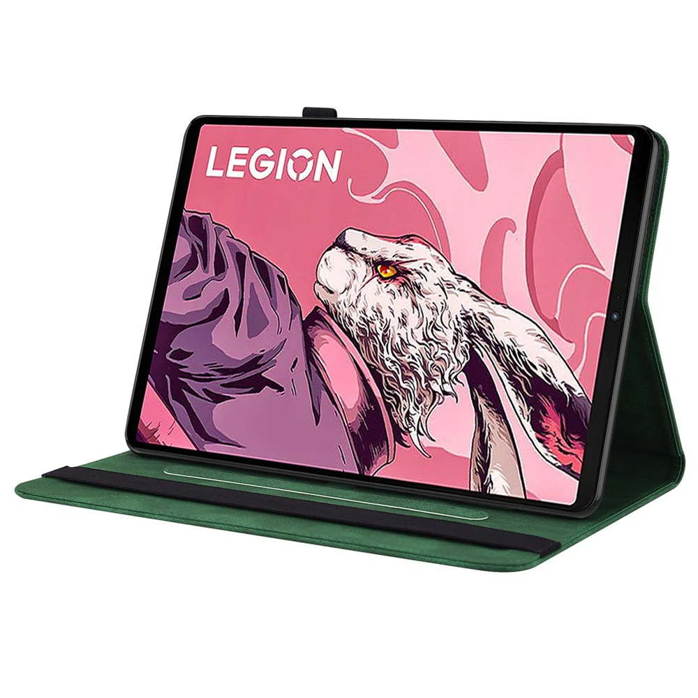For Lenovo Legion Y700 (2023) / Tab Gen 2 Case PU Leather Imprinted Card Holder Stand Tablet Cover - Green - Image 3