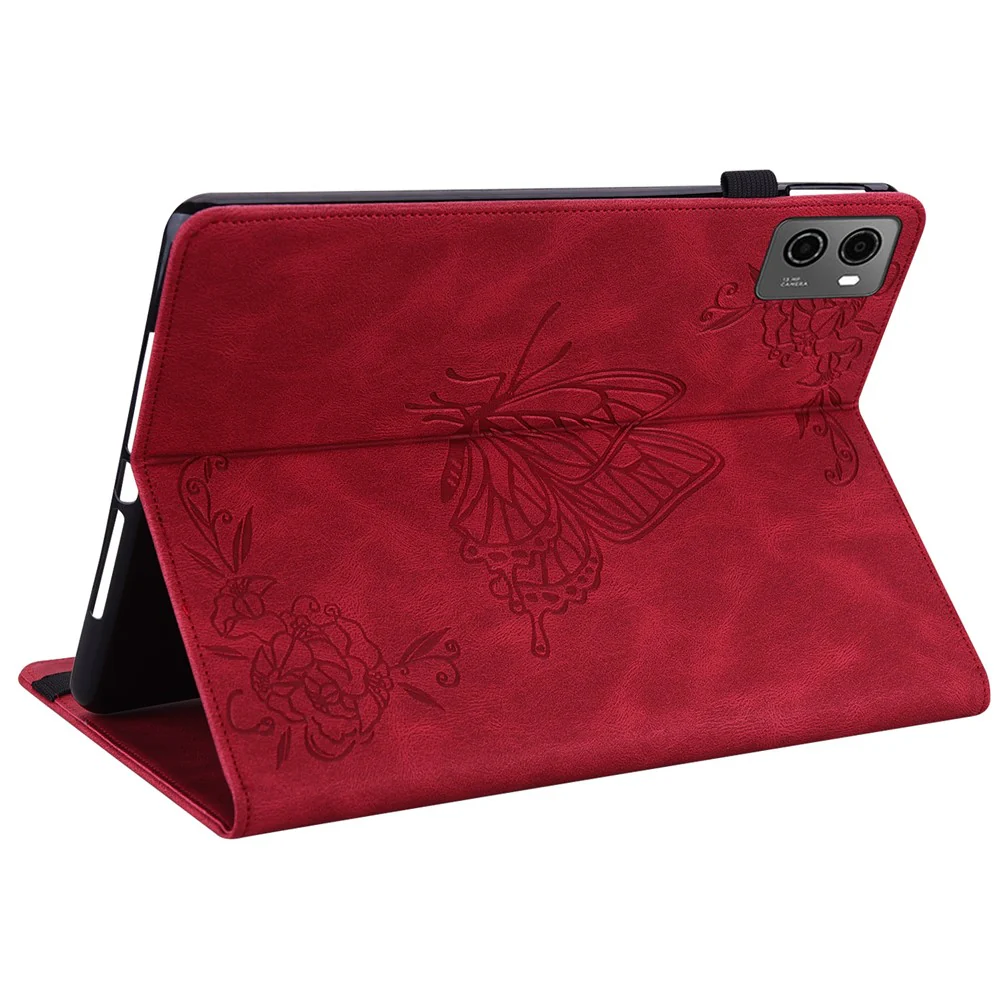 For Lenovo Legion Y700 (2023) / Tab Gen 2 Case PU Leather Imprinted Card Holder Stand Tablet Cover - Red - Image 4