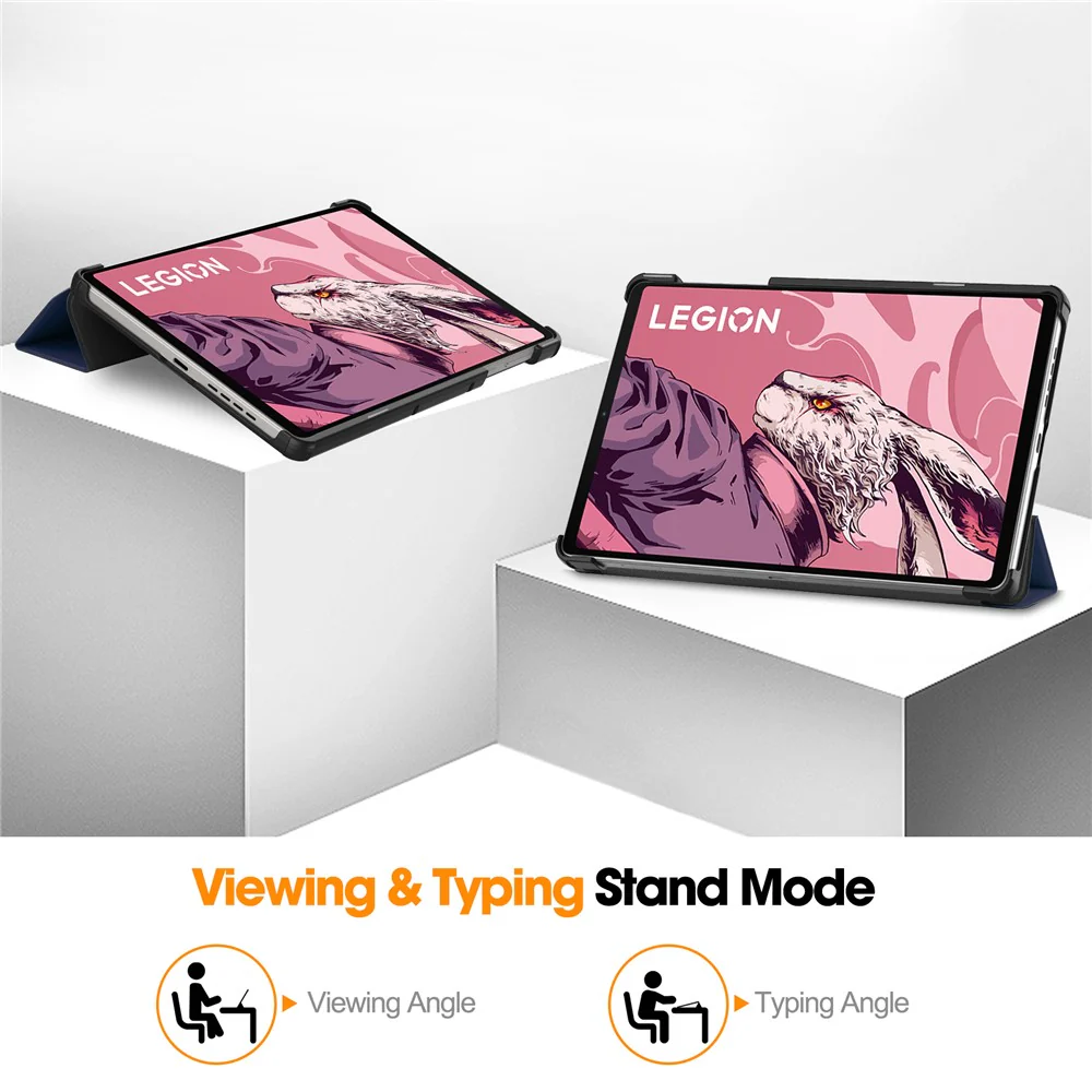 For Lenovo Legion Y700 (2023) / Tab Gen 2 Tri-Fold Stand Leather Case Tablet Cover - Dark Blue - Image 4