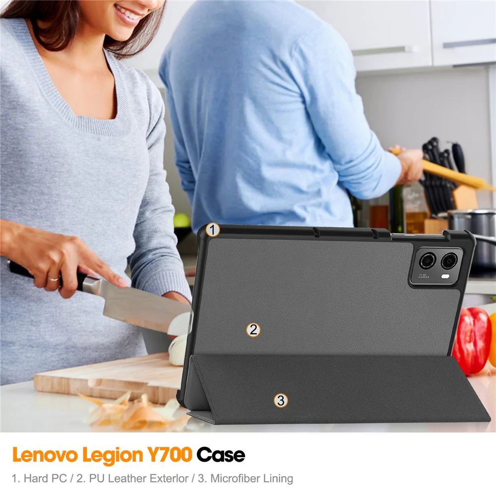 For Lenovo Legion Y700 (2023) / Tab Gen 2 Tri-Fold Stand Leather Case Tablet Cover - Grey - Image 8