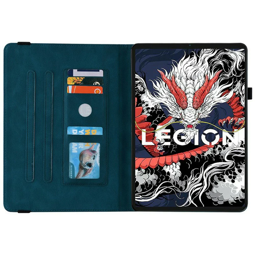 For Lenovo Legion Y700 (2025) Case Butterfly Flower Imprint PU Leather Tablet Cover with Card Slots - Blue - Image 2