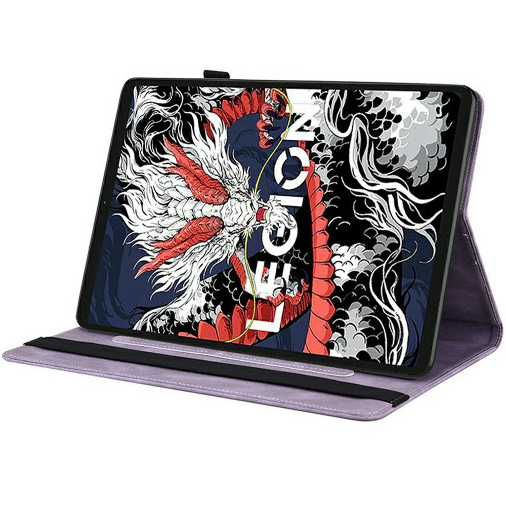 For Lenovo Legion Y700 (2025) Case Butterfly Flower Imprint PU Leather Tablet Cover with Card Slots - Purple - Image 3