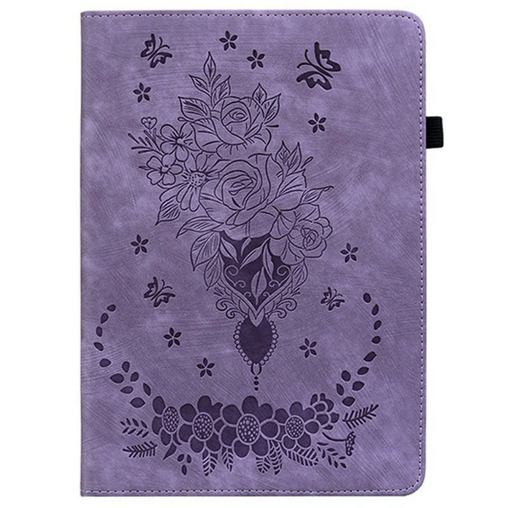For Lenovo Legion Y700 (2025) Case Card Holder Anti-Scratch Leather Cover Rose Flower Imprint - Purple - Image 5