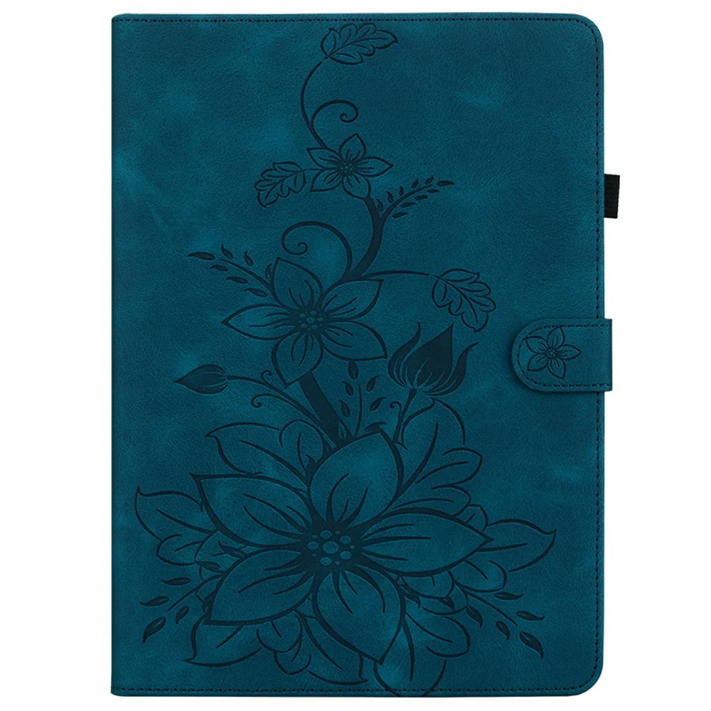 For Lenovo Legion Y700 (2025) Case Lily Flower Imprint Card Slots Leather Tablet Cover - Blue - Image 5