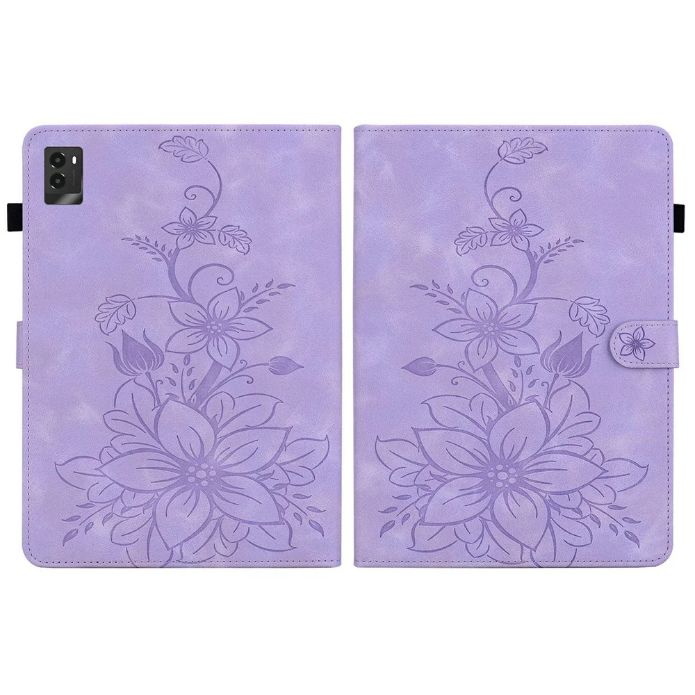For Lenovo Legion Y700 (2025) Case Lily Flower Imprint Card Slots Leather Tablet Cover - Purple - Image 7