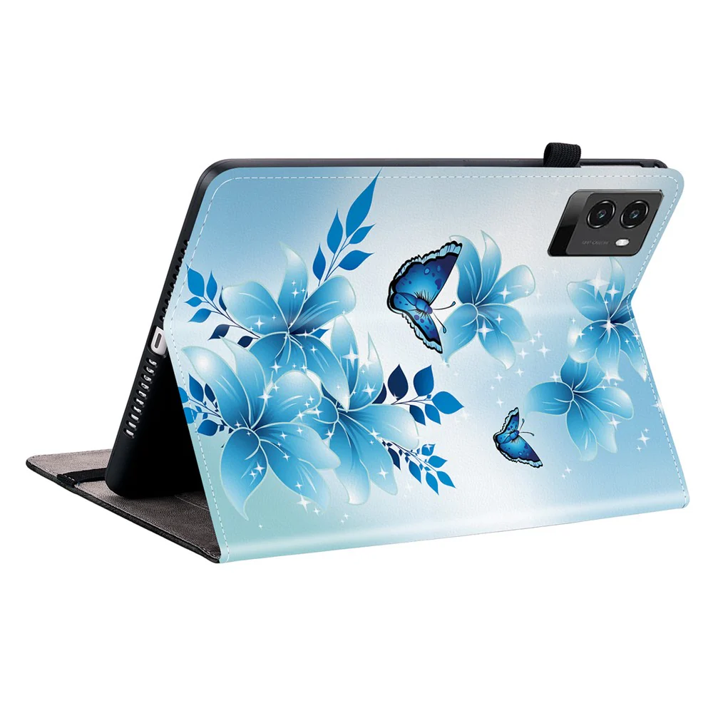 For Lenovo Legion Y700 (2025) Leather Case Pattern Printed Stand Tablet Cover with Card Slots - Blue Butterfly - Image 4