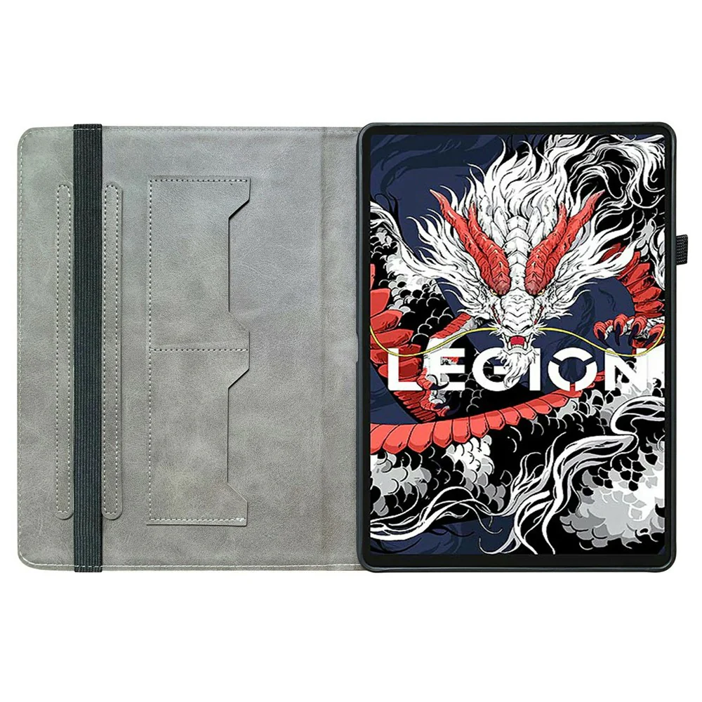 For Lenovo Legion Y700 (2025) Leather Case Pattern Printed Stand Tablet Cover with Card Slots - Gold Butterfly Rose - Image 2