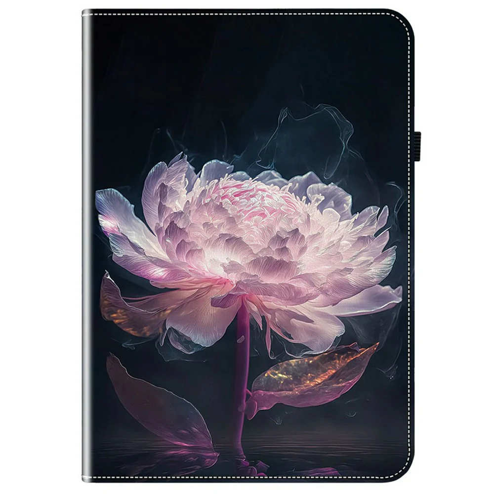 For Lenovo Legion Y700 (2025) Leather Case Pattern Printed Stand Tablet Cover with Card Slots - Purple Peony - Image 5