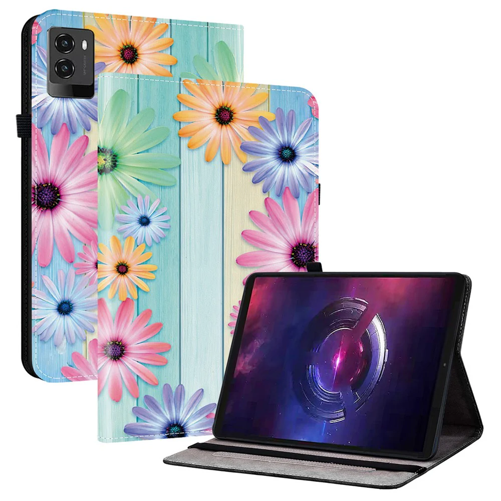 For Lenovo Legion Y700 (2025) Leather Case Pattern Printed Stand Tablet Cover with Card Slots - Sunflower