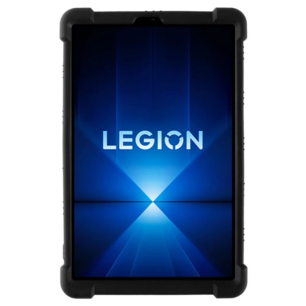 For Lenovo Legion Y700 (2025) Silicone Case with Kickstand Rugged Protective Cover - Black - Image 3
