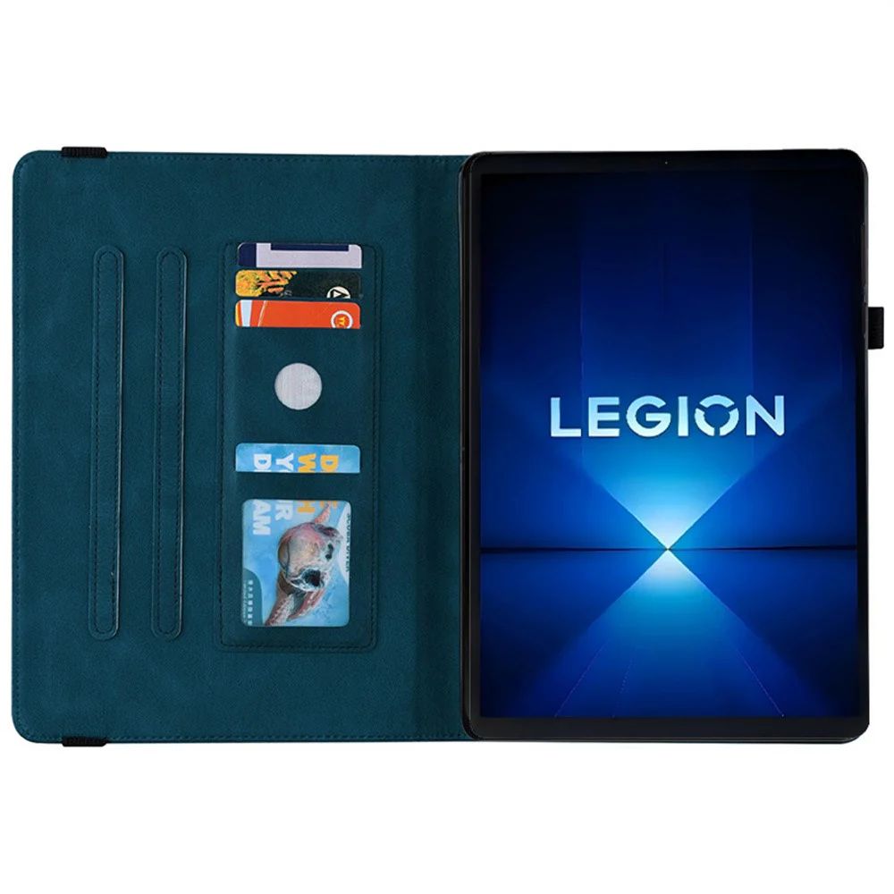 For Lenovo Legion Y700 Gen 4 Case Butterfly Flower Imprint PU Leather Tablet Cover with Card Slots - Blue - Image 4