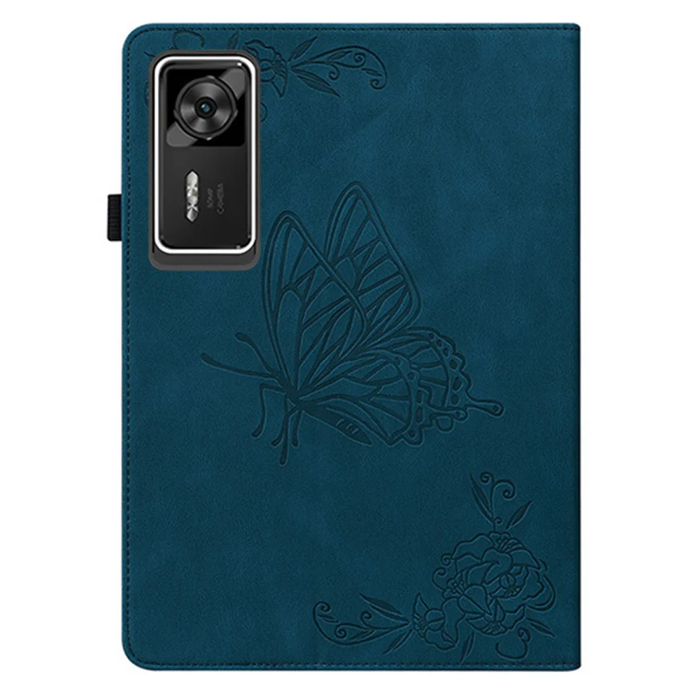 For Lenovo Legion Y700 Gen 4 Case Butterfly Flower Imprint PU Leather Tablet Cover with Card Slots - Blue - Image 5