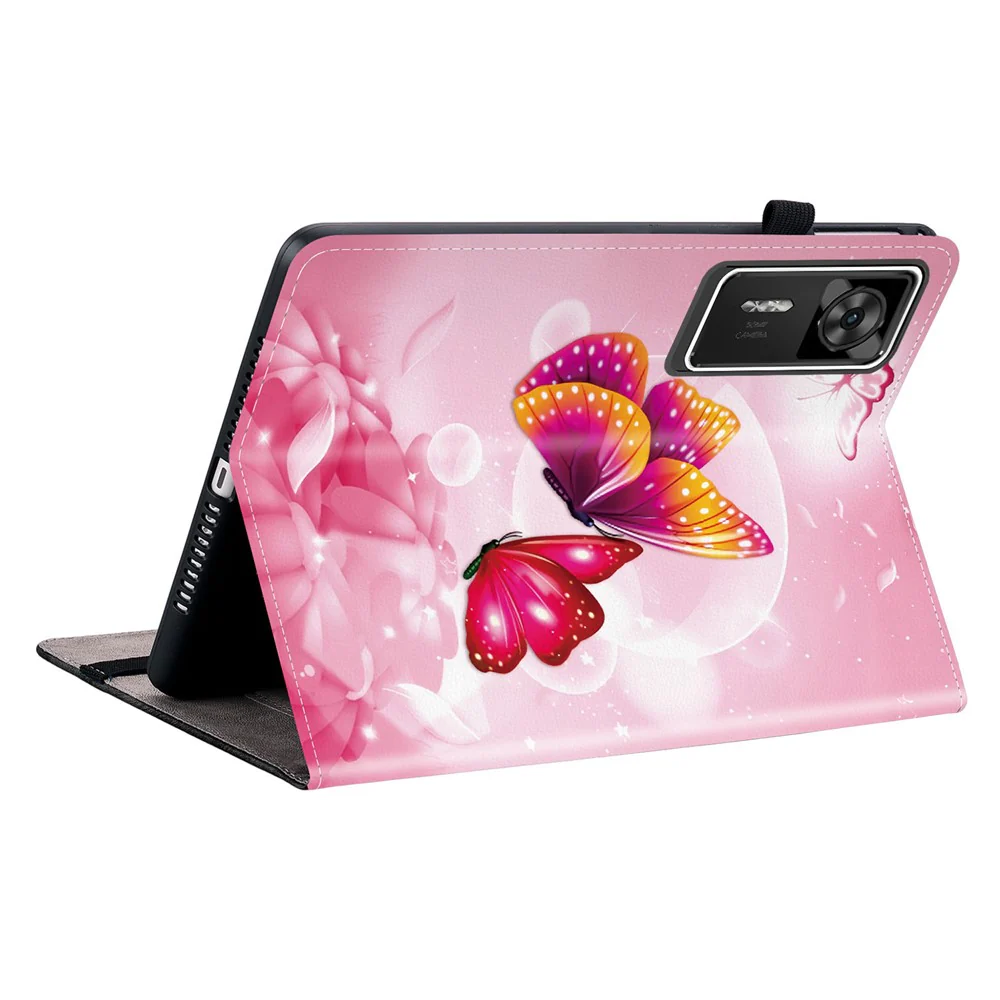 For Lenovo Legion Y700 Gen 4 Leather Case Pattern Printed Stand Tablet Cover with Card Slots - Pink Butterfly - Image 2