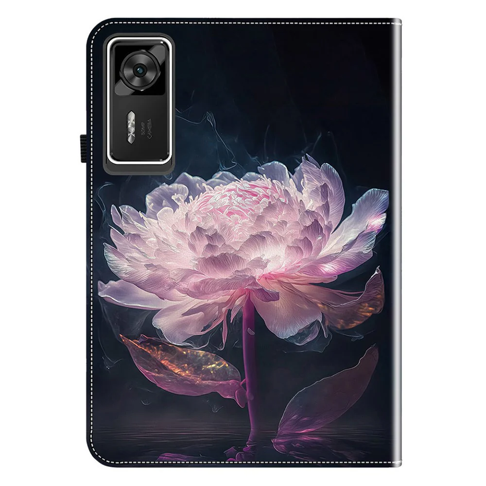 For Lenovo Legion Y700 Gen 4 Leather Case Pattern Printed Stand Tablet Cover with Card Slots - Purple Peony - Image 5