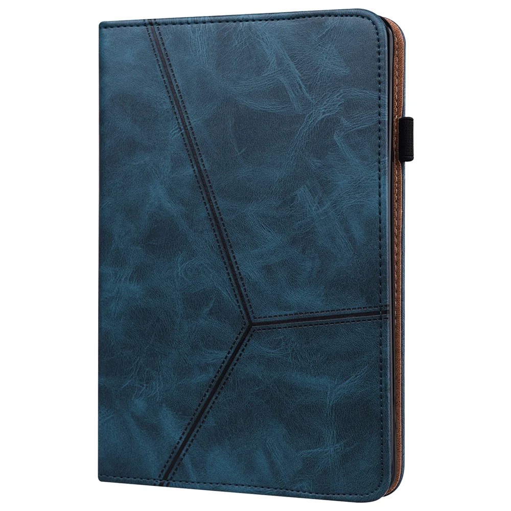 For Lenovo Legion Y700 Line Imprinted Adjustable Stand PU Leather Auto Wake/Sleep Drop-proof Tablet Case with Card Slots - Blue - Image 4