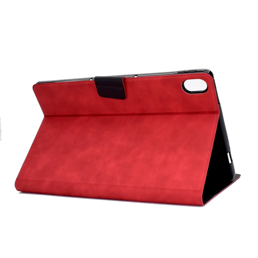For Lenovo Legion Y700 TB-9707F Anti-Drop Tablet Case Cowhide Texture PU Leather Folio Flip Cover Well-Protection Stand Case with Card Holder - Red - Image 4