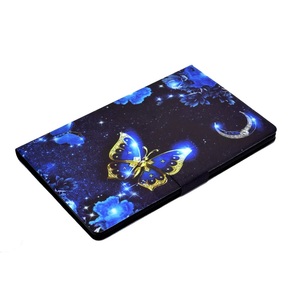 For Lenovo M10 FHD REL / Tab M10 Plus TB-X606F Pattern Printing Tablet Case Card Holder PU Leather Stand Cover - Blue Butterfly - Image 6