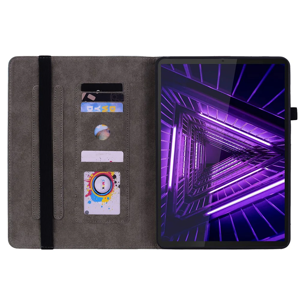 For Lenovo M10 Plus 10.3" TB-X606F / TB-X606X Shockproof Shell Imprinted Stand Cover PU Leather Case - Green - Image 2