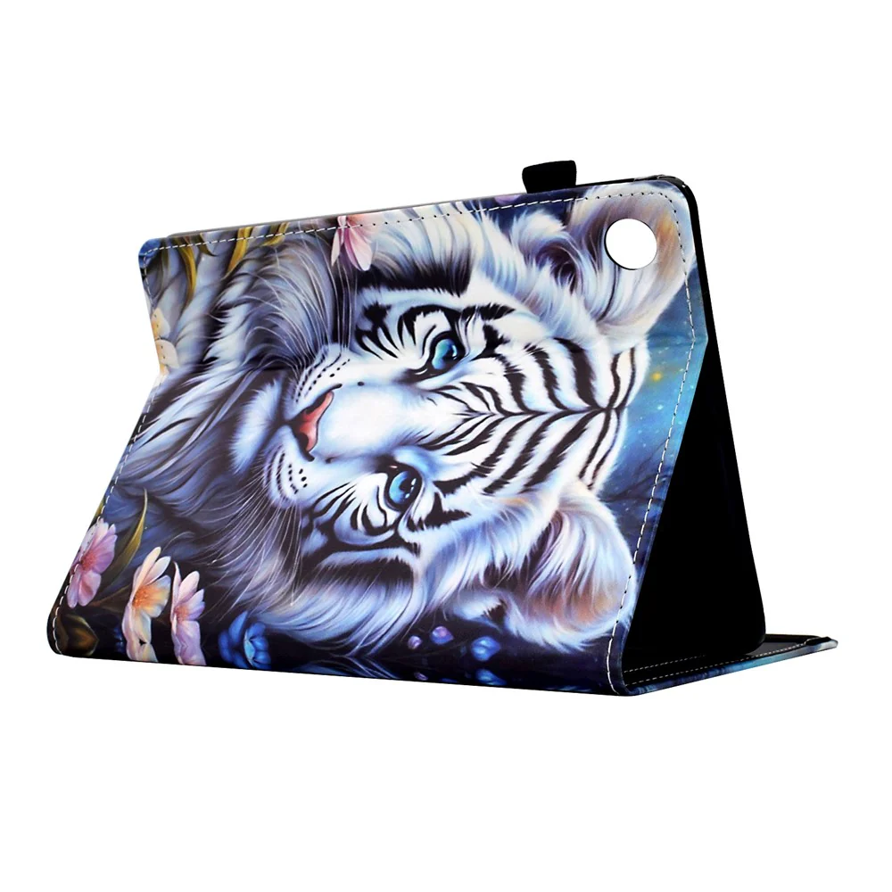 For Lenovo M10 Plus Case Pattern Printing Card Holder Leather Tablet Stand Cover - Tiger - Image 6
