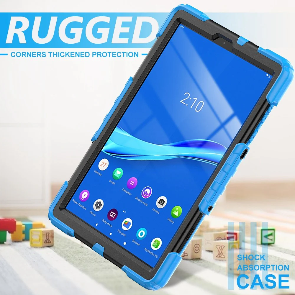 For Lenovo M10 Plus / Smart Tab M10 FHD Plus Silicone+PC Tablet Case Hand Strap Kickstand Shockproof Cover with Shoulder Strap - Baby Blue - Image 6