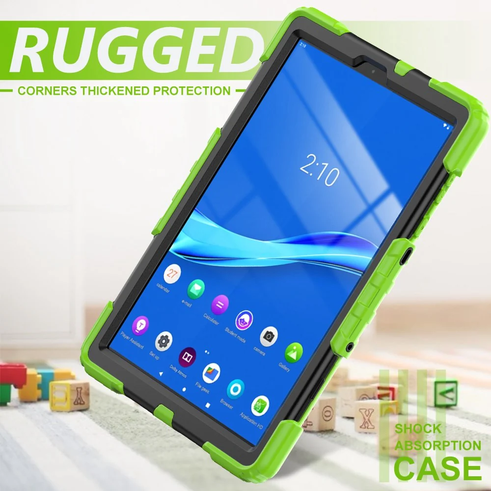 For Lenovo M10 Plus / Smart Tab M10 FHD Plus Silicone+PC Tablet Case Hand Strap Kickstand Shockproof Cover with Shoulder Strap - Yellowgreen - Image 6