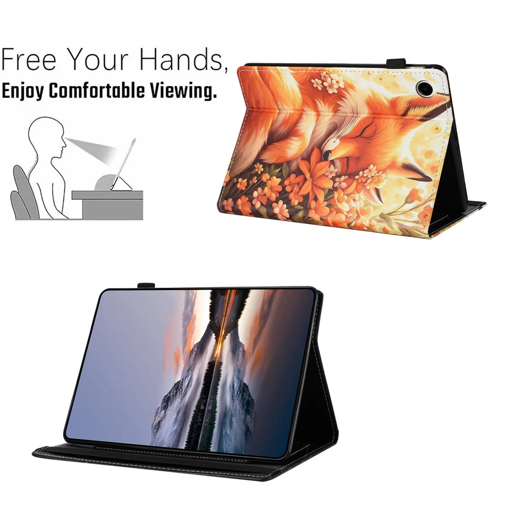 For Lenovo M10 Plus TB-X606F Case Pattern Leather Tablet Cover with Auto Sleep / Wake, Card Holder - Butterfly Reflection - Image 5