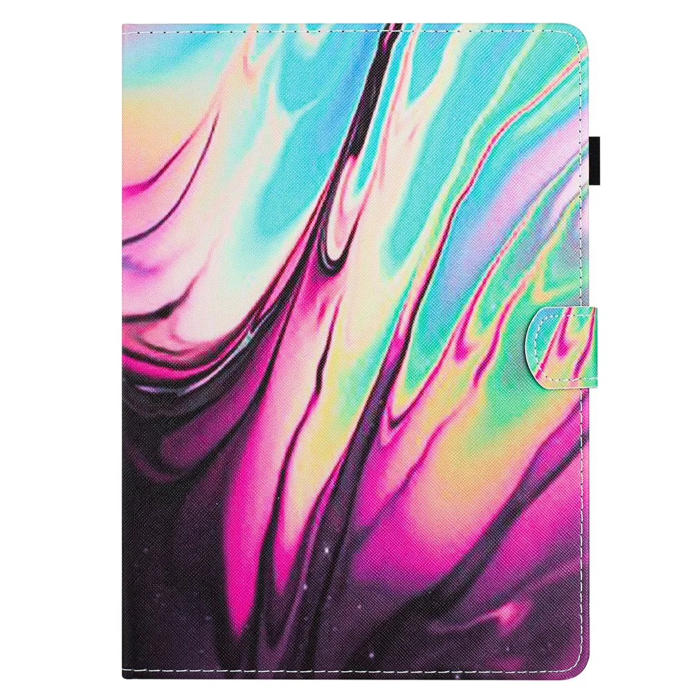 For Lenovo M10 Plus X606F Pattern Folio Cover PU Leather Stand Tablet Case - Rose Blue Marble - Image 6