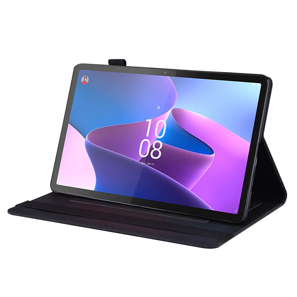 For Lenovo Pad Plus 2023 11.5-inch Business Folio Stand Wallet Case Drop-proof PU Leather Tablet Cover with Elastic Band and Pencil Holder - Black - Image 3