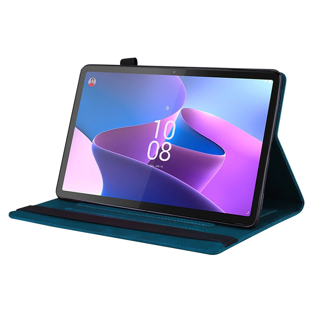 For Lenovo Pad Plus 2023 11.5-inch Business Folio Stand Wallet Case Drop-proof PU Leather Tablet Cover with Elastic Band and Pencil Holder - Blue - Image 3