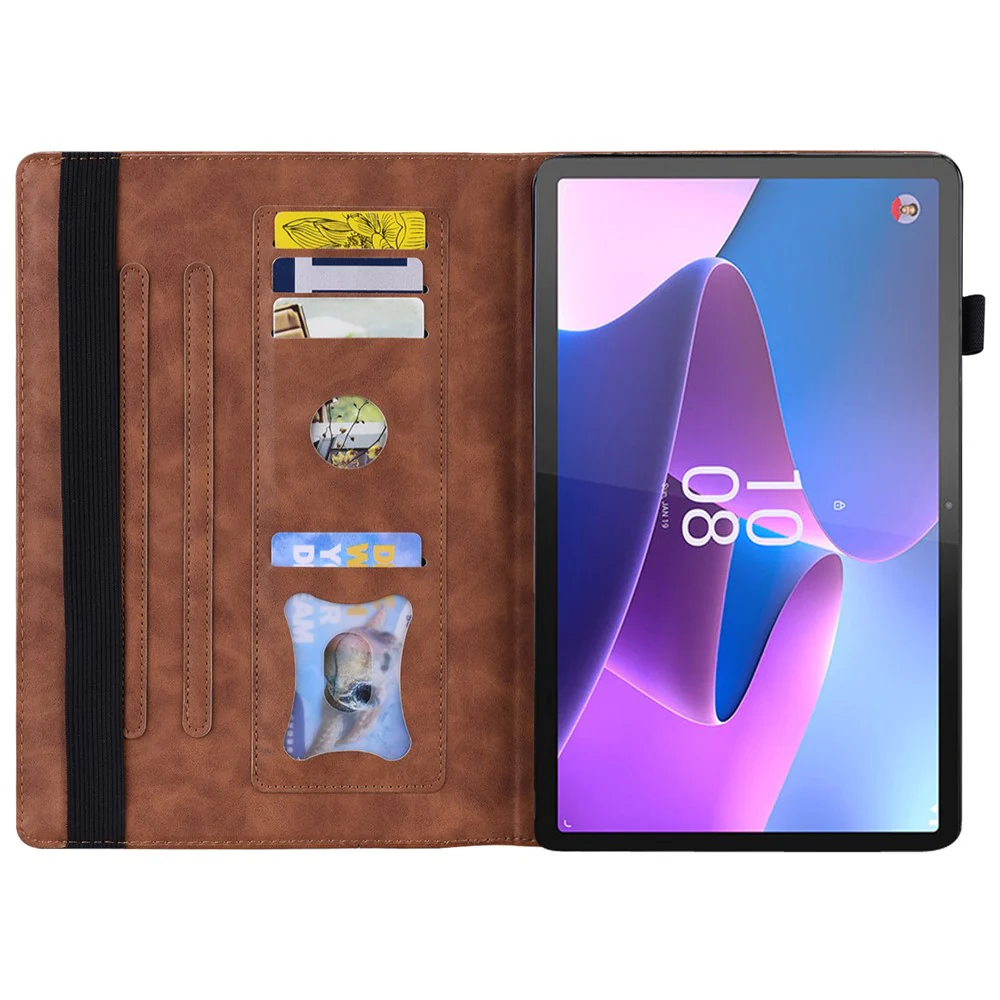 For Lenovo Pad Plus 2023 11.5-inch Business Folio Stand Wallet Case Drop-proof PU Leather Tablet Cover with Elastic Band and Pencil Holder - Brown - Image 2