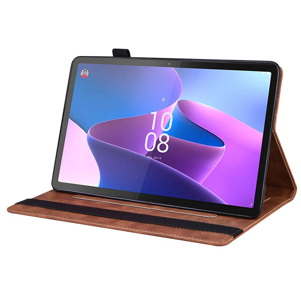 For Lenovo Pad Plus 2023 11.5-inch Business Folio Stand Wallet Case Drop-proof PU Leather Tablet Cover with Elastic Band and Pencil Holder - Brown - Image 3