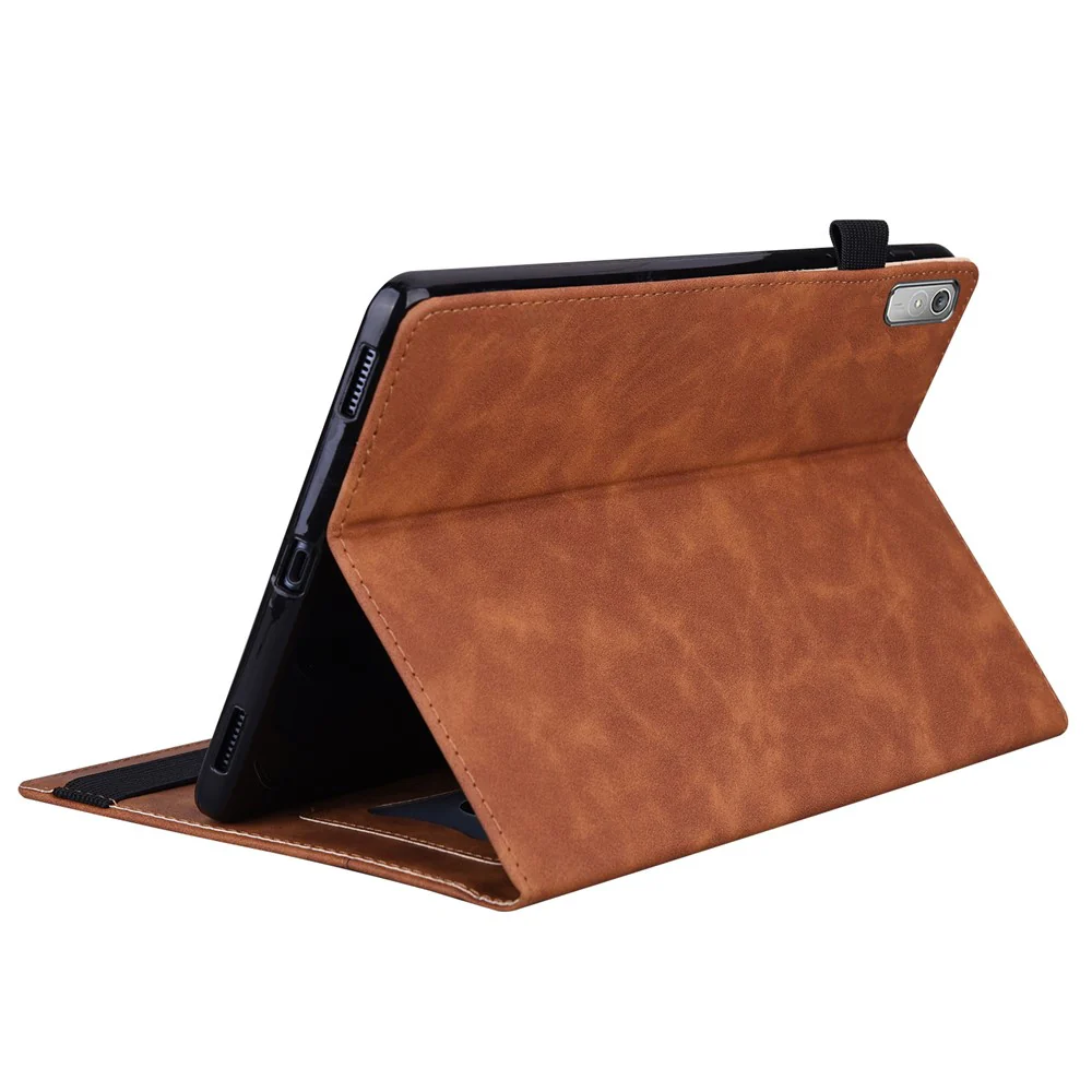 For Lenovo Pad Plus 2023 11.5-inch Business Folio Stand Wallet Case Drop-proof PU Leather Tablet Cover with Elastic Band and Pencil Holder - Brown - Image 4