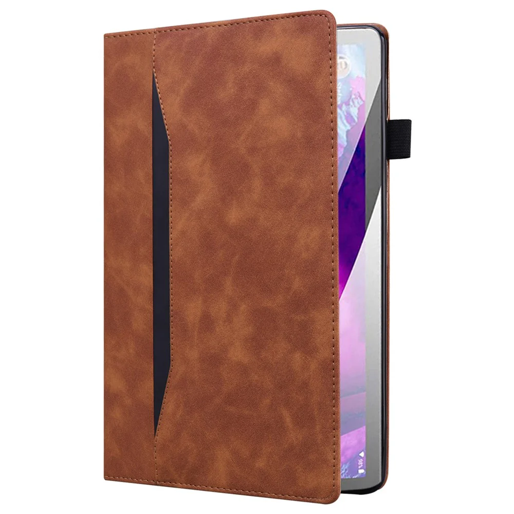 For Lenovo Pad Plus 2023 11.5-inch Business Folio Stand Wallet Case Drop-proof PU Leather Tablet Cover with Elastic Band and Pencil Holder - Brown - Image 5