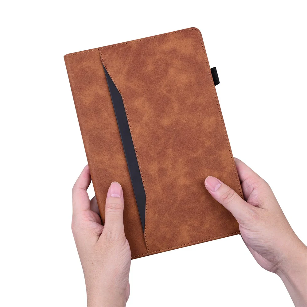 For Lenovo Pad Plus 2023 11.5-inch Business Folio Stand Wallet Case Drop-proof PU Leather Tablet Cover with Elastic Band and Pencil Holder - Brown - Image 6