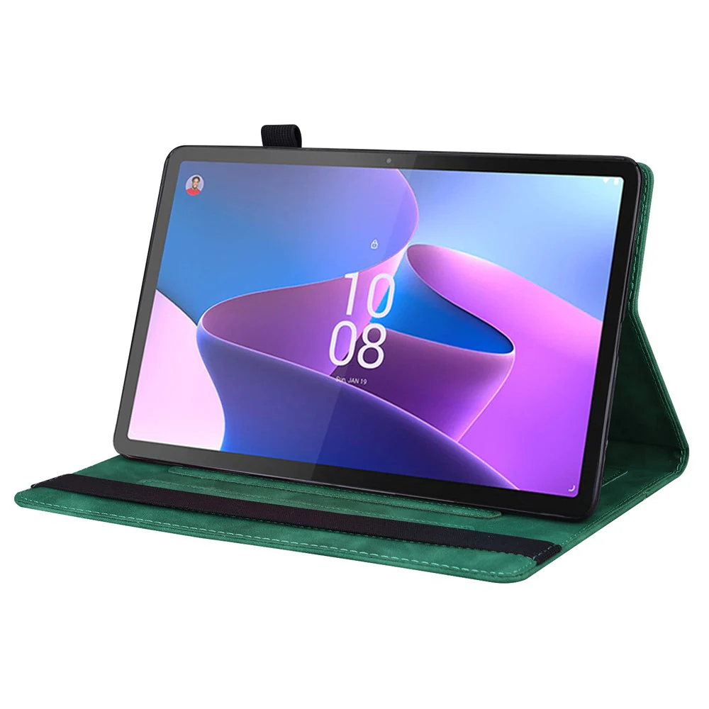 For Lenovo Pad Plus 2023 11.5-inch Business Folio Stand Wallet Case Drop-proof PU Leather Tablet Cover with Elastic Band and Pencil Holder - Green - Image 3